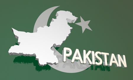 Pakistan Country Nation Map Asia Flag 3d Illustrationの写真素材