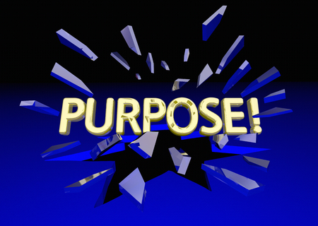 Purpose Reason Goal Mission Word Breaking Glass 3d Illustrationの写真素材