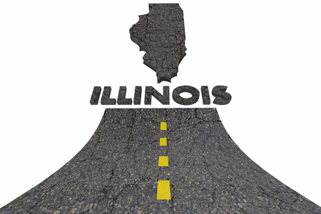 Illinois IL Road Map Word Travel Tourism Destination 3d Illustrationの写真素材