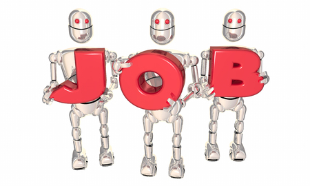 Job Robots Holding Letters Career New Work Opportunity 3d Illustrationの写真素材