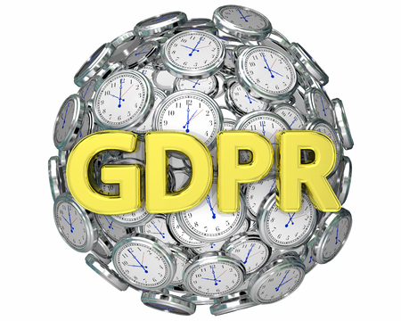 GDPR Time Clocks Deadline Countdown Privacy Rules 3d Illustrationの写真素材