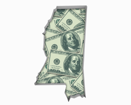 Mississippi MS Money Map Cash Economy Dollars 3d Illustrationの写真素材
