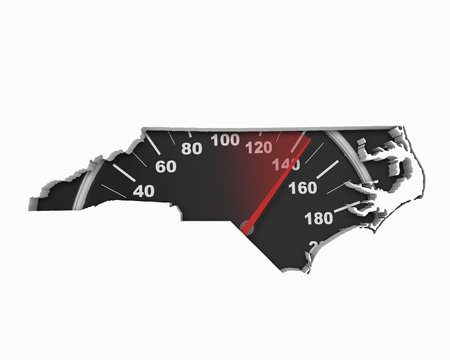 North Carolina NC Speedometer Map Fast Speed Competition Race 3d Illustrationの写真素材