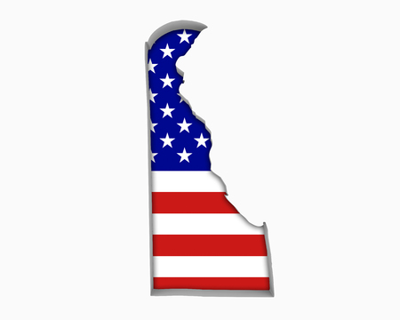 Delaware DE USA Flag Stars Stripes Map 3d Illustrationの写真素材