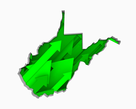 West Virginia WV Arrows Map Growth Increase On Rise 3d Illustrationの写真素材