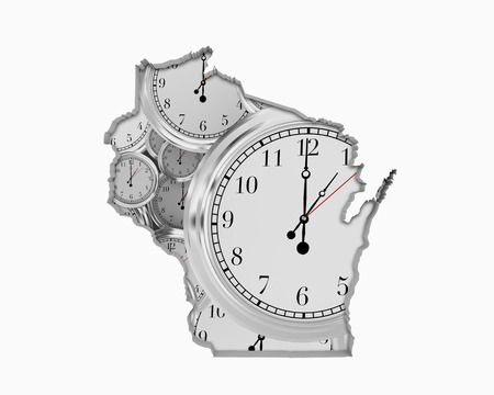Wisconsin WI Clock Time Passing Forward Future 3d Illustrationの写真素材