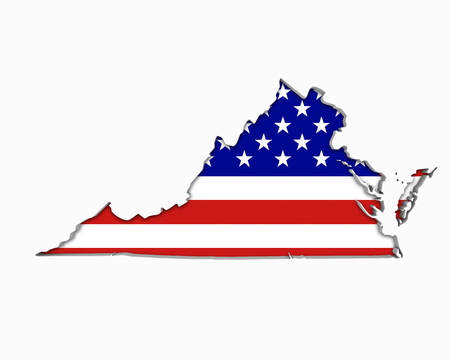 Virginia VA USA Flag Stars Stripes Map 3d Illustrationの写真素材