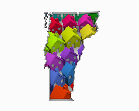 Vermont VT Homes Homes Map New Real Estate Development 3d Illustrationの写真素材