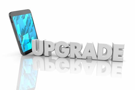 Upgrade Cell Mobile Phone New Model Word 3d Illustrationの写真素材