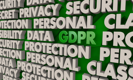 GDPR Data Privacy Protection Word Collage 3d Illustrationの写真素材