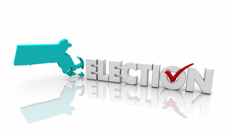 Massachusetts MA Election Voting State Map Word 3d Illustrationの写真素材