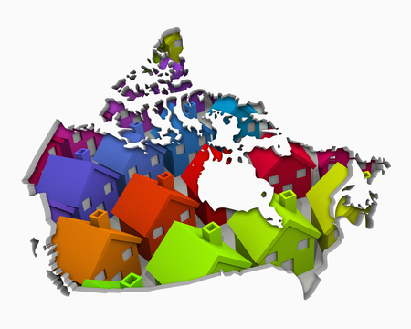Canada Homes Homes Map New Real Estate Development 3d Illustrationの写真素材