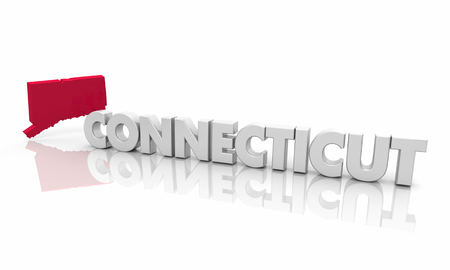 Connecticut CT Red State Map Word 3d Illustrationの写真素材