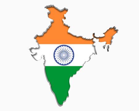 India Asia Indian Flag Map Symbol National Pride 3d Illustrationの写真素材