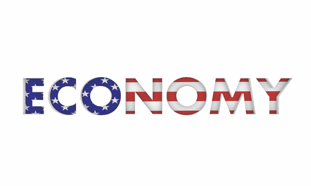 Economy USA United States America Economic Flag Word 3d Illustrationの写真素材