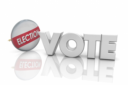 Vote Election Button Pin Campaigning Word 3d Render Illustrationの写真素材