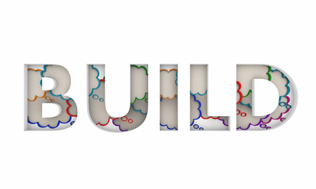 Build Create Develop Thought Clouds Ideas Word 3d Render Illustrationの写真素材