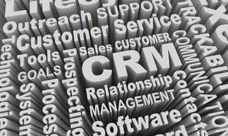 CRM Customer Relationship Management Software System Word Collage 3d Illustrationの写真素材