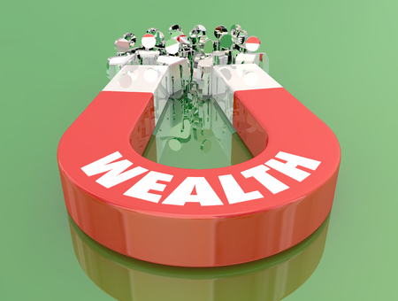 Wealth Money Income Earning Magnet Pulling People 3d Illustrationの写真素材