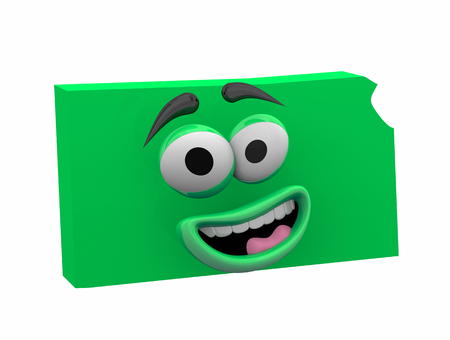 Kansas State Map Eyes Mouth Funny Cartoon Face 3d Illustrationの写真素材