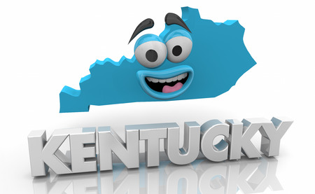 Kentucky KY State Map Cartoon Face Word 3d Illustrationの写真素材