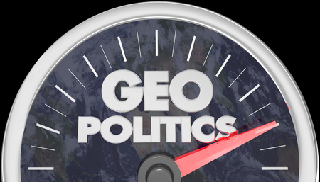 Geopolitics Speedometer Words 3d Illustrationの写真素材