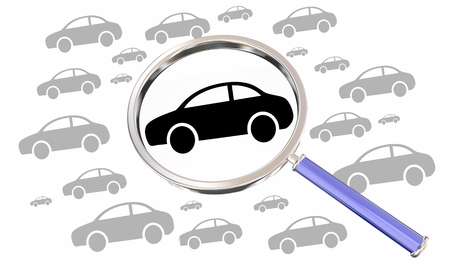 Car Magnifying Glass Search Best Top Vehicle Automobile 3d Illustrationの写真素材