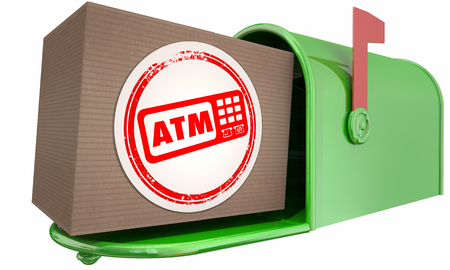 ATM Automated Teller Machine Bank Withdraw Mailbox Package 3d Illustrationの写真素材