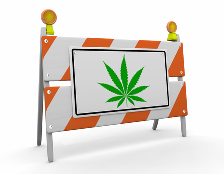 Marijuana Pot Weed Cannabis Road Barricade Warning Danger 3d Illustrationの写真素材