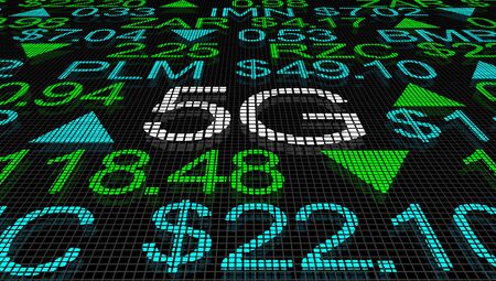 5G Mobile Network Cellular Information Technology Stock Market 3d Illustration