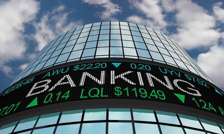 Banking Financial Companies Stock Market Industry Sector Wall Street Buildings 3d Illustrationの写真素材