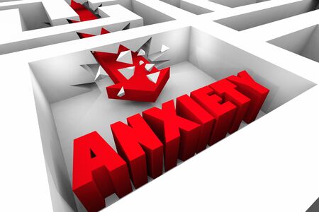 Anxiety Stress Fear Breaking Cycle Maze Arrow 3d Illustrationの写真素材