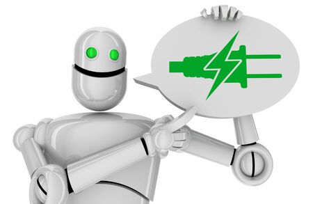 Green Clean Electric Power Energy Robot Speech Bubble New Technology 3d Illustrationの写真素材
