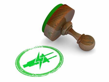 Green Clean Electric Power Energy Rubber Stamp Official Answer Approval 3d Illustrationの写真素材
