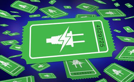 Electricity Power Energy Green Renewable Tickets Winner Lucky 3d Illustrationの写真素材