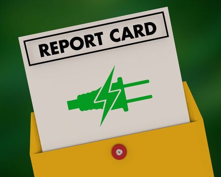 Green Clean Electric Power Energy Report Card Grade 3d Illustrationの写真素材