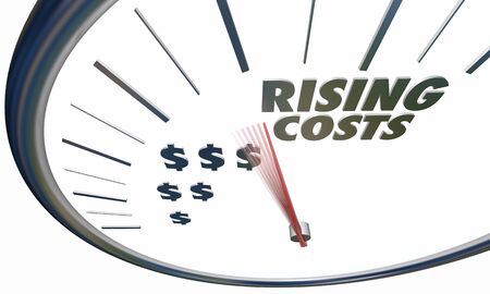 Rising Costs Increased Price Speedometer Inflation 3d Illustrationの写真素材