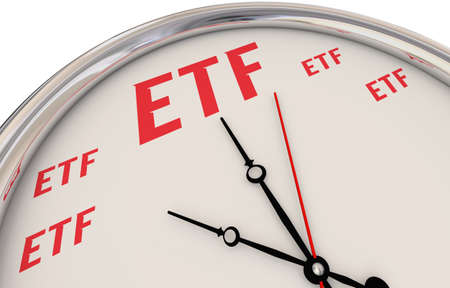 ETF Exchange Traded Funds Invest Time to Trade Clock 3d Illustrationの写真素材
