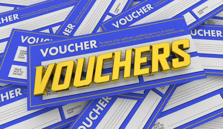 Voucher Pile Many Certificate Credit Money Gift Value Documents 3d Illustrationの写真素材