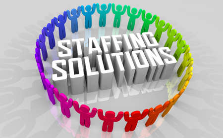 Staffing Solutions Hire Workforce Recruit Employees Fill Open Jobs Positions Diverse Workers 3d Illustrationの写真素材