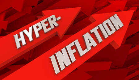 Hyperinflation Rising Prices Costs Economic Financial Problem Crisis Arrows 3d Illustrationの写真素材