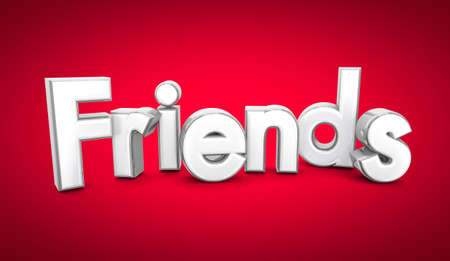Friends Word Red Background Friendship Togetherness 3d Illustration