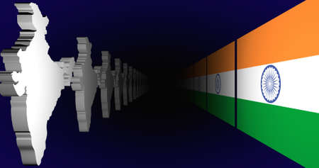 India Flag Map Country Background 3d Illustrationの写真素材