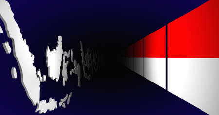 Indonesia Flag Map Country Background 3d Illustrationの写真素材