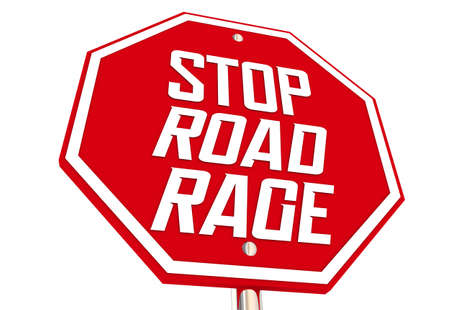 Stop Road Rage Sign Aggressive Driving Angry Violence Transportation 3d Illustrationの写真素材