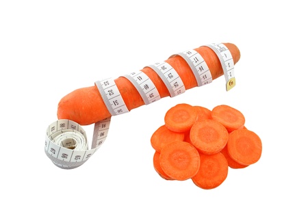 carrots and meter on white backgroundの写真素材