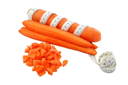carrots and meter on white backgroundの写真素材