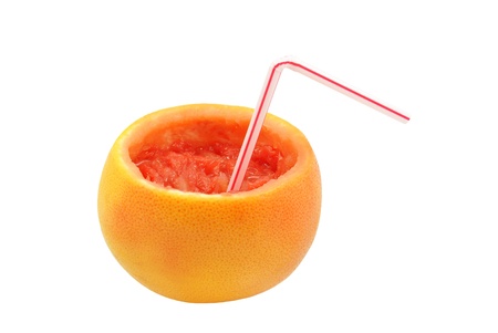 Grapefruit and grapefruit pulp on a white backgroundの写真素材