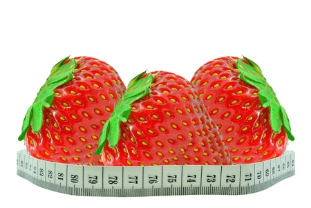 strawberries and meter on white backgroundの写真素材