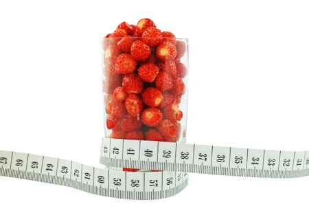 Strawberries in a glass and meterの写真素材